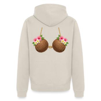 Tiki Luau Hula Hawaii Kokosnuss BH Kostüm - Unisex Premium Bio Zip Hoodie - Beige - Hinten - Thijin (182cm)