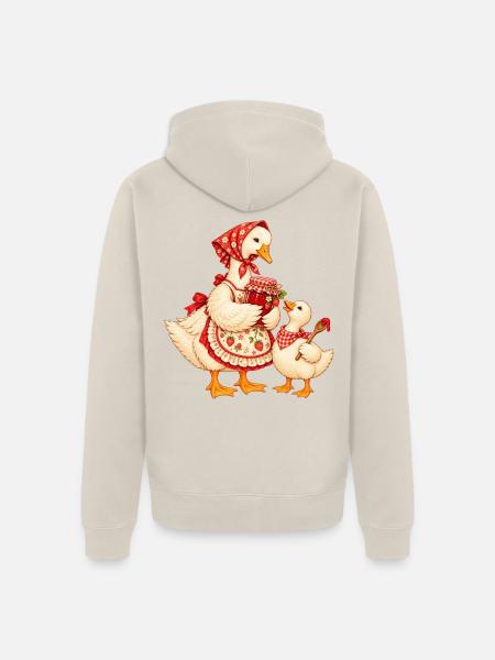 Baka Gans mit Enkel – Omas Marmelade - Unisex Premium Bio Zip Hoodie - Beige