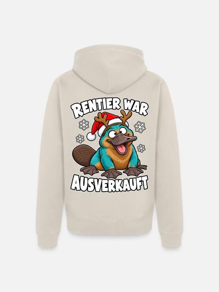 Rentier war ausverkauft Weihnachten - Unisex Premium Bio Zip Hoodie - Beige