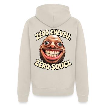 Keine Haare, keine Sorgen – Glatze und bärtiger Humor - Unisex Premium Bio Zip Hoodie - Beige - Hinten - Thijin (182cm)