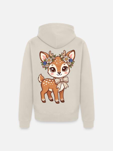 Blumenkranz Reh - Unisex Premium Bio Zip Hoodie - Beige