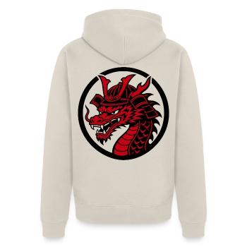 Samurai-Drache – Traditioneller japanischer Krieger - Unisex Premium Bio Zip Hoodie - Beige - Hinten - Thijin (182cm)