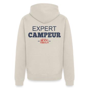 Camping-Humor-Camper-Experte - Unisex Premium Bio Zip Hoodie - Beige - Hinten - Thijin (182cm)
