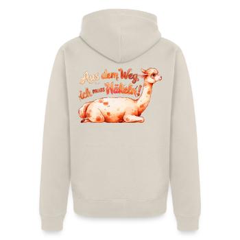 Aus dem Weg ich muss Häkeln Alpaka Geschenk - Unisex Premium Bio Zip Hoodie - Beige - Hinten - Thijin (182cm)