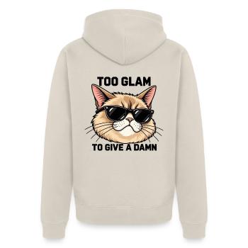 Cool Cat Sunglasses - Unisex Premium Bio Zip Hoodie - Beige - Hinten - Thijin (182cm)