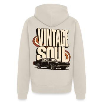 Vintage Soul Classic Car - Unisex Premium Bio Zip Hoodie - Beige - Hinten - Thijin (182cm)
