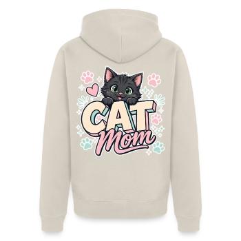 Katzenmama süßes Kätzchen - Cat Mom - Geschenkidee - Unisex Premium Bio Zip Hoodie - Beige - Hinten - Thijin (182cm)