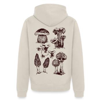 Champignons - Unisex Premium Bio Zip Hoodie - Beige - Hinten - Thijin (182cm)