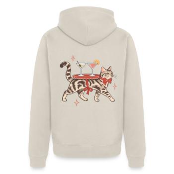 Cocktail Cat - Unisex Premium Bio Zip Hoodie - Beige - Hinten - Thijin (182cm)