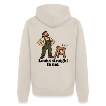 Looks Straight To Me - Unisex Premium Bio Zip Hoodie - Beige - Hinten - Thijin (182cm)