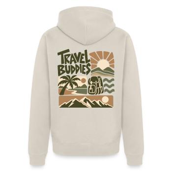 Travel Buddies Adventure - Unisex Premium Bio Zip Hoodie - Beige - Hinten - Thijin (182cm)