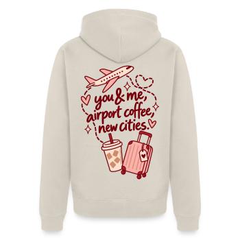You & Me – New Cities - Unisex Premium Bio Zip Hoodie - Beige - Hinten - Thijin (182cm)