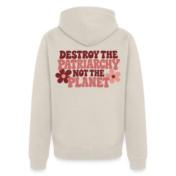Destroy The Patriarchy Not The Planet - Unisex Premium Bio Zip Hoodie - Beige - Hinten - Thijin (182cm)