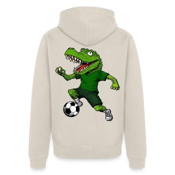 Fussballer Krokodil - Unisex Premium Bio Zip Hoodie - Beige - Hinten - Thijin (182cm)