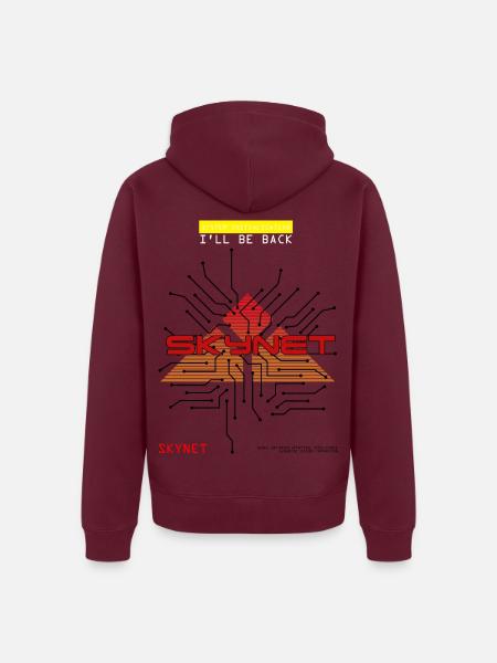 Skynet - Terminator - Unisex Premium Bio Zip Hoodie - Burgunderrot - Hinten