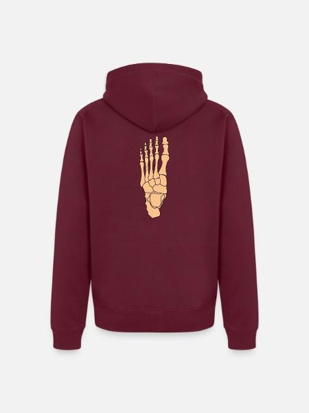 Fuß Anatomie Physiotherapie Knochen Skelett - Unisex Premium Bio Zip Hoodie - Burgunderrot - Hinten