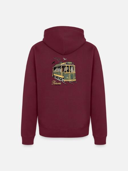 ALTE RATIKKA HELSINKI, T-SHIRTS UND PRODUKTE - Unisex Premium Bio Zip Hoodie - Burgunderrot - Hinten