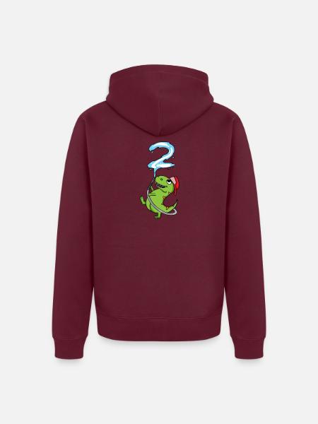 2 Geburtstag Dinosaurier Feuerwehr - Unisex Premium Bio Zip Hoodie - Burgunderrot - Hinten