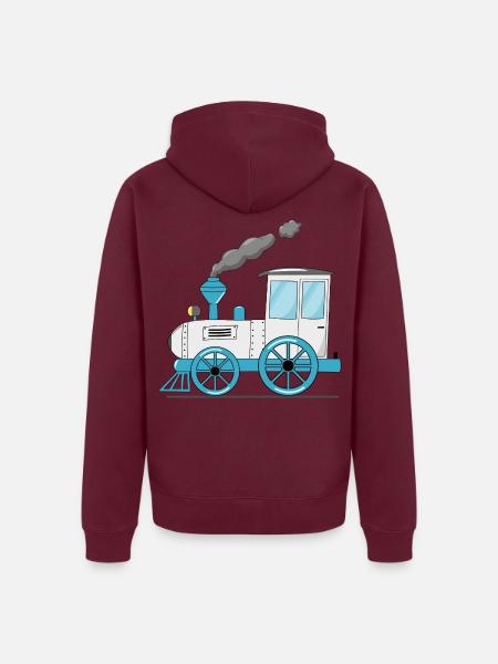 Kinderzug Eisenbahn weiß - Unisex Premium Bio Zip Hoodie - Burgunderrot - Hinten