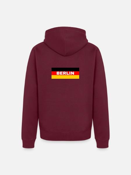 Berliner Stadt in deutscher Flagge - Unisex Premium Bio Zip Hoodie - Burgunderrot - Hinten