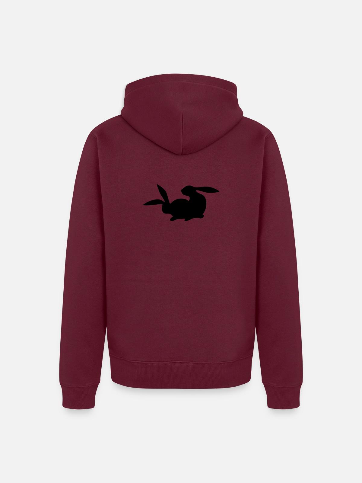 Rammler - Rabbit - Unisex Premium Bio Zip Hoodie - Burgunderrot - Hinten