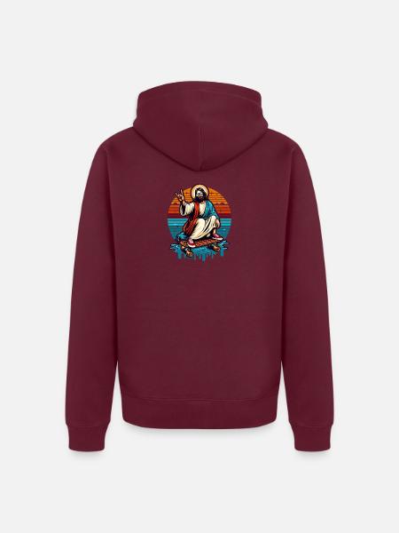 Jesus Skateboard - Unisex Premium Bio Zip Hoodie - Burgunderrot