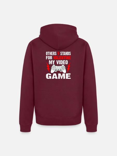 Gaming Videogame Motiv Computer Video Game Design - Unisex Premium Bio Zip Hoodie - Burgunderrot - Hinten