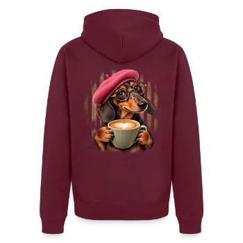 Bio-Zip-Hoodie mit Dackel im Cappuccino-Stil