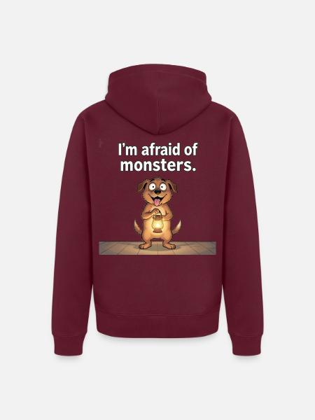 Tapferer Hund gegen Monster - Unisex Premium Bio Zip Hoodie - Burgunderrot