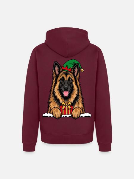 Weihnachten Tervueren Belgischer Schäferhund - Unisex Premium Bio Zip Hoodie - Burgunderrot