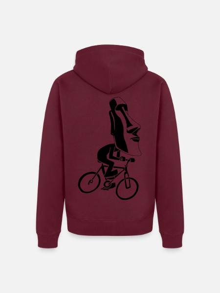 Osterinsel-Fahrradtour (Schwarz) - Unisex Premium Bio Zip Hoodie - Burgunderrot