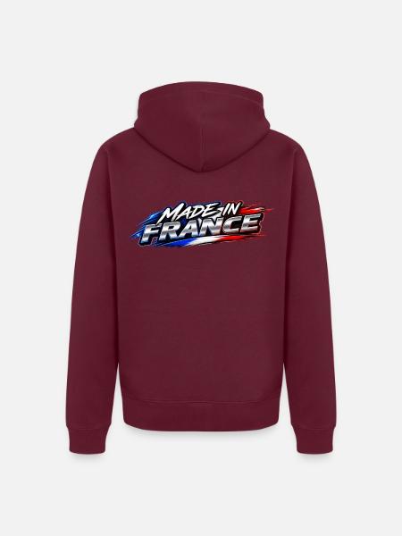 Hergestellt in Frankreich - Unisex Premium Bio Zip Hoodie - Burgunderrot