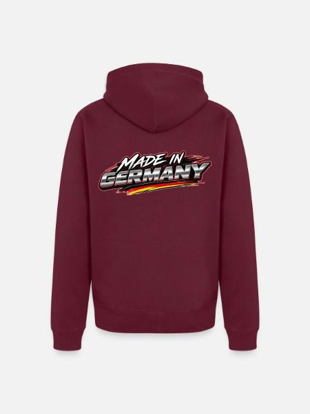 Hergestellt in Deutschland - Unisex Premium Bio Zip Hoodie - Burgunderrot