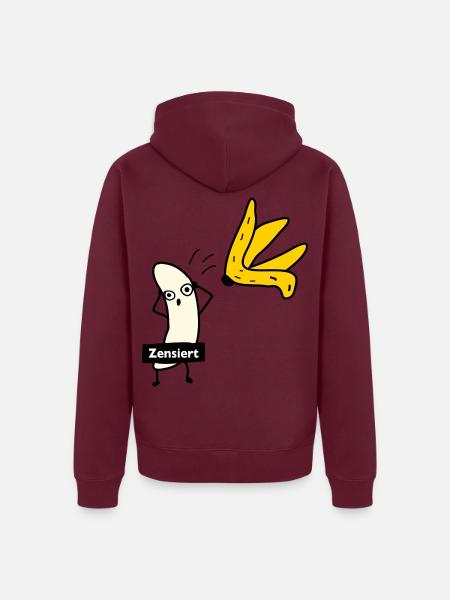 Banane zieht sich aus - Unisex Premium Bio Zip Hoodie - Burgunderrot