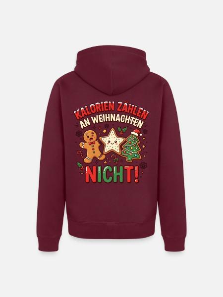 Lustiges Weihnachtsmotiv  - Unisex Premium Bio Zip Hoodie - Burgunderrot - Hinten