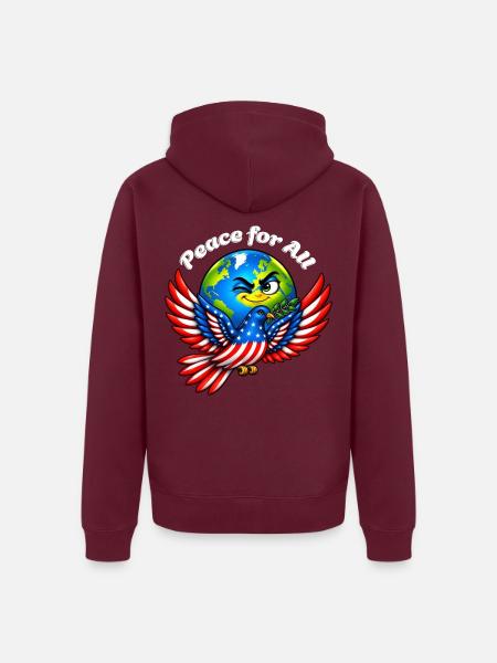 Frieden für alle – USA - Unisex Premium Bio Zip Hoodie - Burgunderrot
