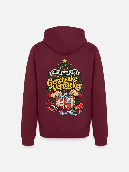 Christbaum-Crew Geschenke-Verpacker - Unisex Premium Bio Zip Hoodie - Burgunderrot