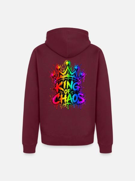 King of Chaos Regenbogen Graffiti - Unisex Premium Bio Zip Hoodie - Burgunderrot