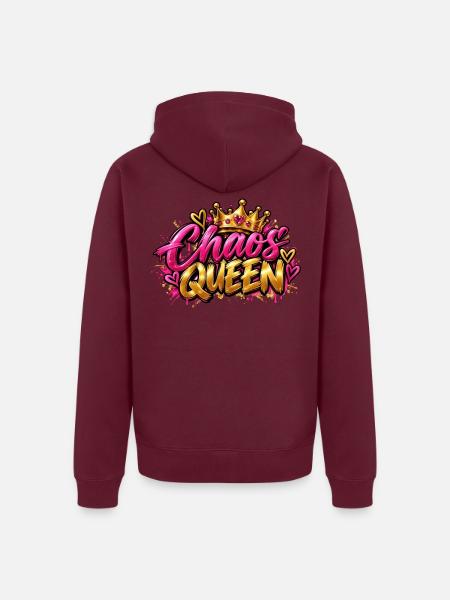 Chaos Königin Graffiti Krone - Unisex Premium Bio Zip Hoodie - Burgunderrot