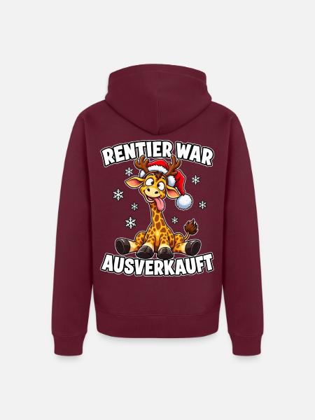 Rentier war ausverkauft Giraffe - Unisex Premium Bio Zip Hoodie - Burgunderrot