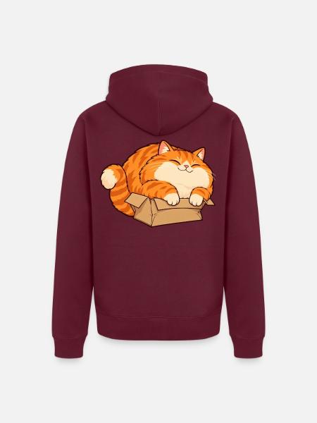 Katzenfreude im Karton - Unisex Premium Bio Zip Hoodie - Burgunderrot