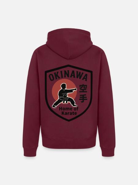 Okinawa- Home of Karate Shield Emblem - Unisex Premium Bio Zip Hoodie - Burgunderrot
