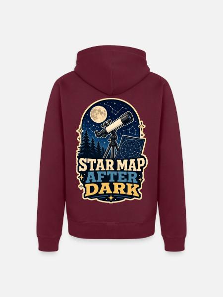 STAR MAP AFTER DARK - Unisex Premium Bio Zip Hoodie - Burgunderrot