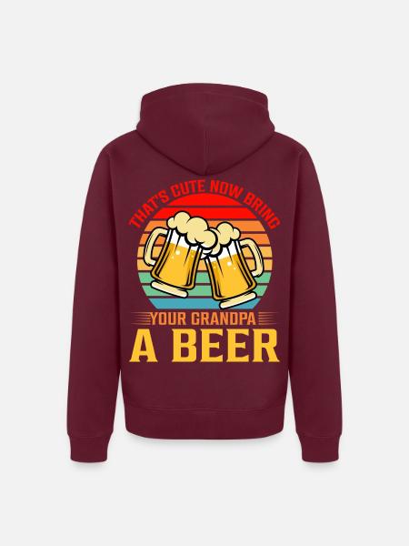 Opa Bierklang Retro Regenbogen - Unisex Premium Bio Zip Hoodie - Burgunderrot