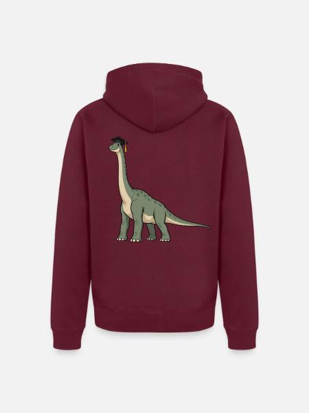 Dino mit Doktorhut - Unisex Premium Bio Zip Hoodie - Burgunderrot