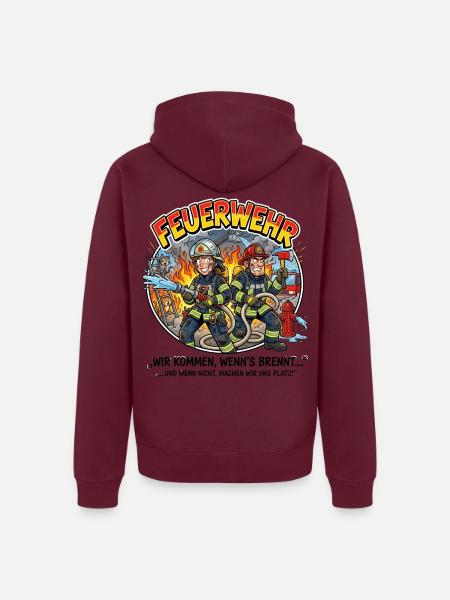 Feuerwehrhelden Cartoon-Szene - Unisex Premium Bio Zip Hoodie - Burgunderrot