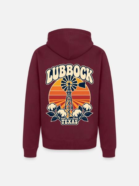 Lubbock Texas Sonnenwind Turm - Unisex Premium Bio Zip Hoodie - Burgunderrot
