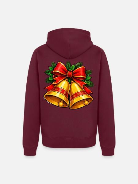 Weihnachtsglocken mit Schleife - Unisex Premium Bio Zip Hoodie - Burgunderrot