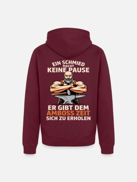 Schmiedekraft am Amboss - Unisex Premium Bio Zip Hoodie - Burgunderrot