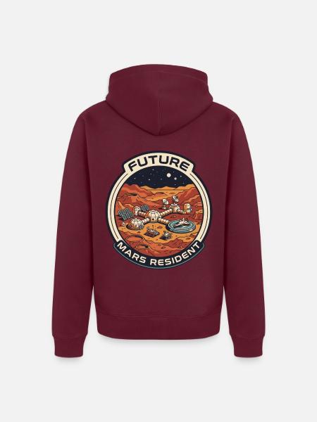 Future Mars Resident - Unisex Premium Bio Zip Hoodie - Burgunderrot